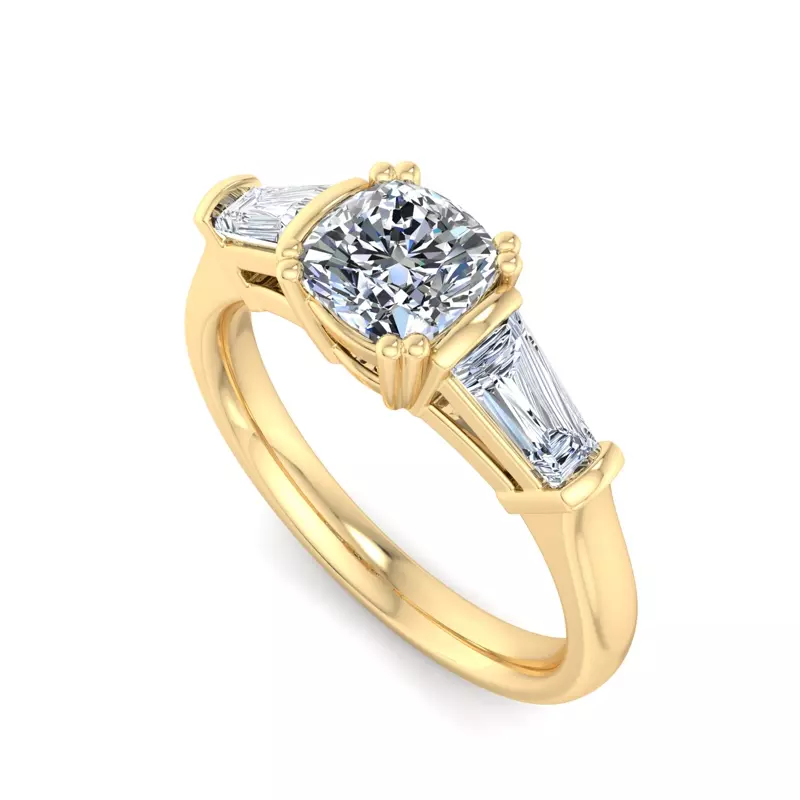 18K Yellow Gold Halle Tapered Baguette Engagement Ring