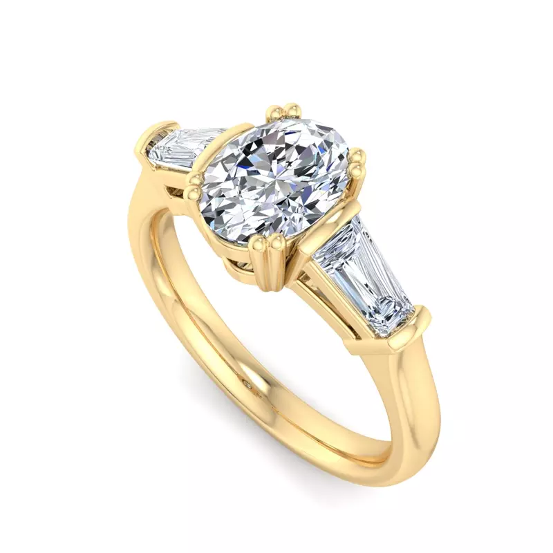 18K Yellow Gold Halle Tapered Baguette Engagement Ring