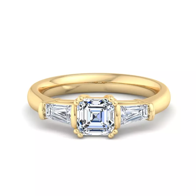 18K Yellow Gold Halle Tapered Baguette Engagement Ring