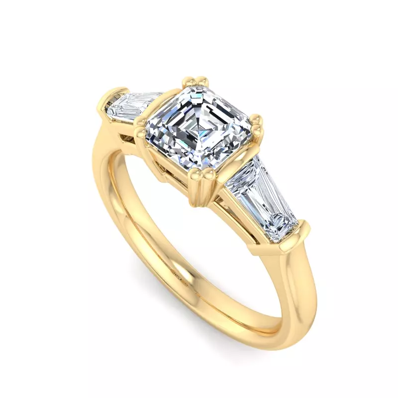 18K Yellow Gold Halle Tapered Baguette Engagement Ring