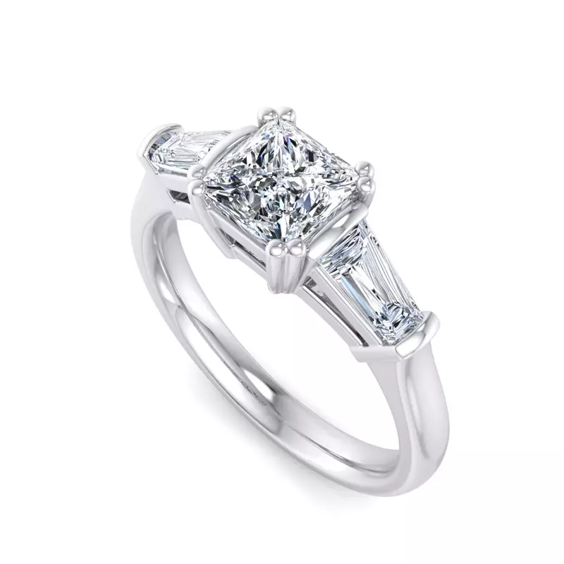 Platinum Halle Tapered Baguette Engagement Ring