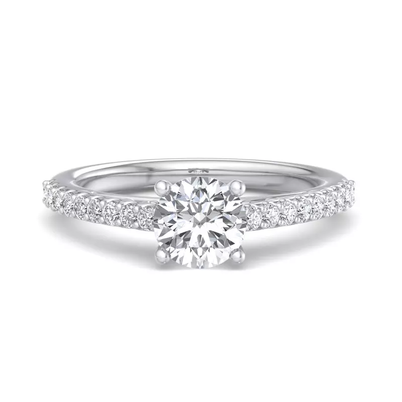 14K White Gold Kayla Pave Cathedral Engagement Ring