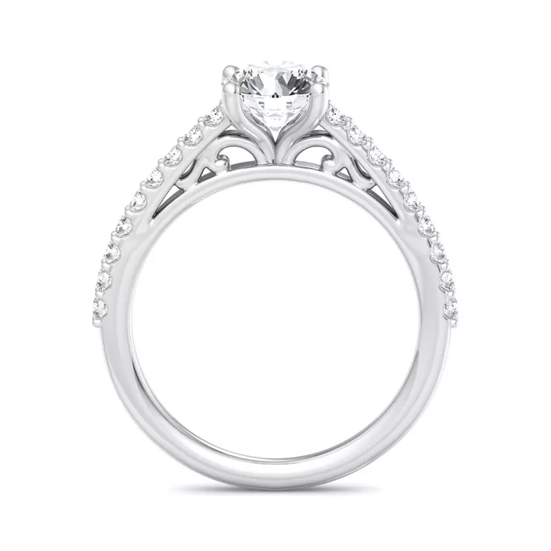 14K White Gold Kayla Pave Cathedral Engagement Ring