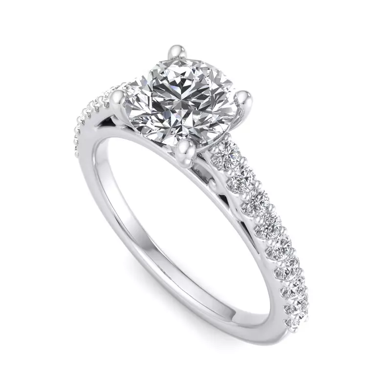 14K White Gold Kayla Pave Cathedral Engagement Ring