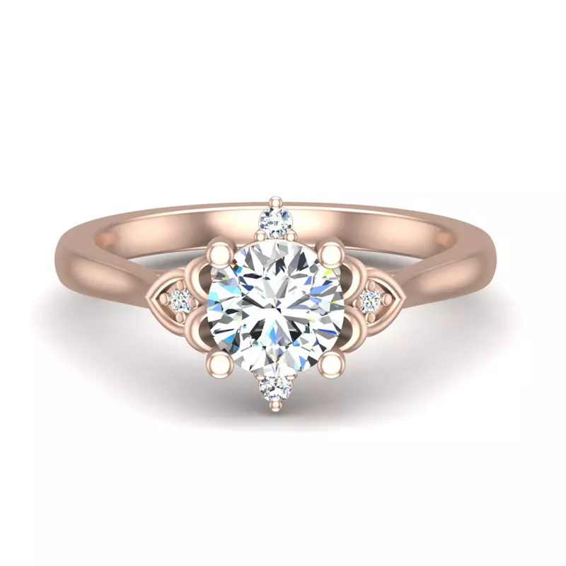 14K Rose Gold Aspen Art Deco Engagement Ring