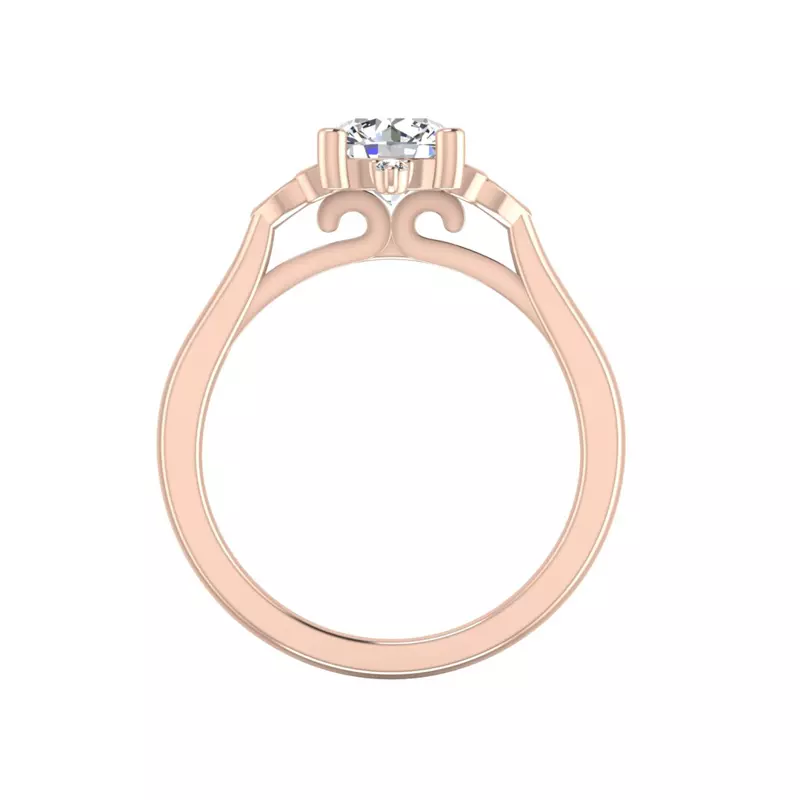 14K Rose Gold Aspen Art Deco Engagement Ring