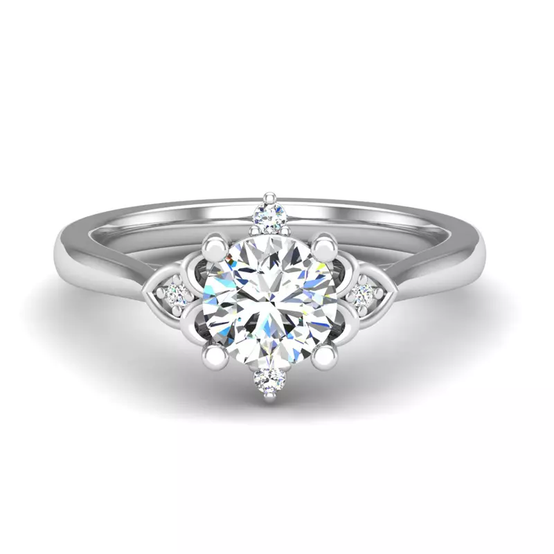 14K White Gold Aspen Art Deco Engagement Ring
