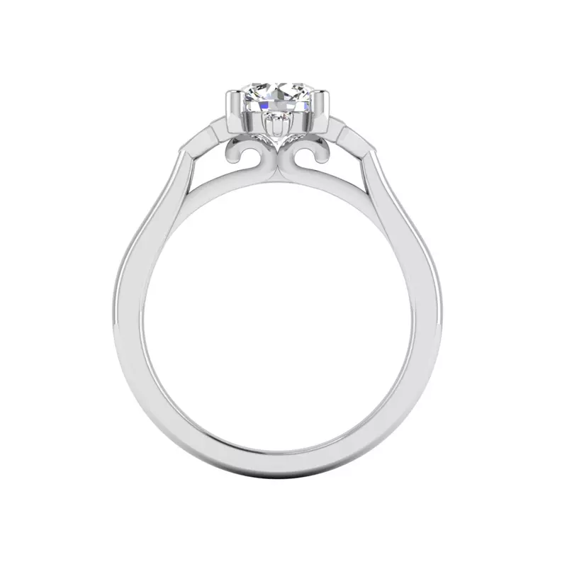 14K White Gold Aspen Art Deco Engagement Ring