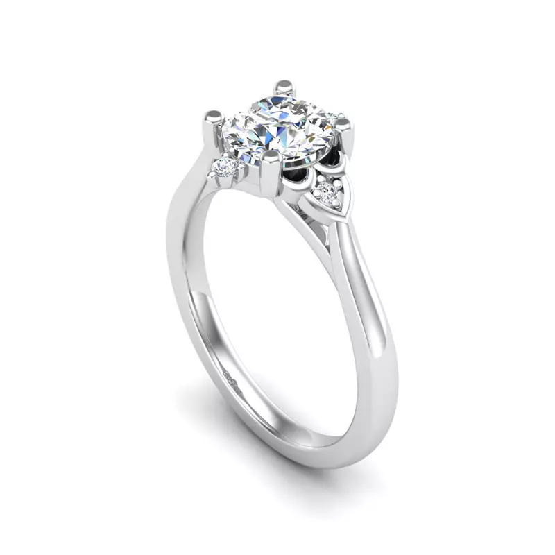 14K White Gold Aspen Art Deco Engagement Ring