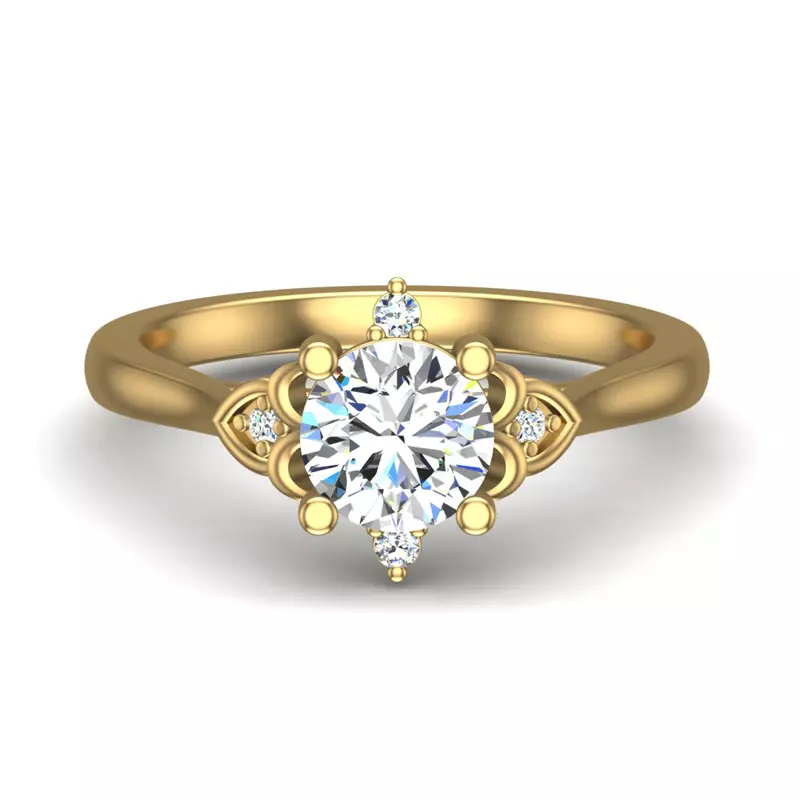 14K Yellow Gold Aspen Art Deco Engagement Ring