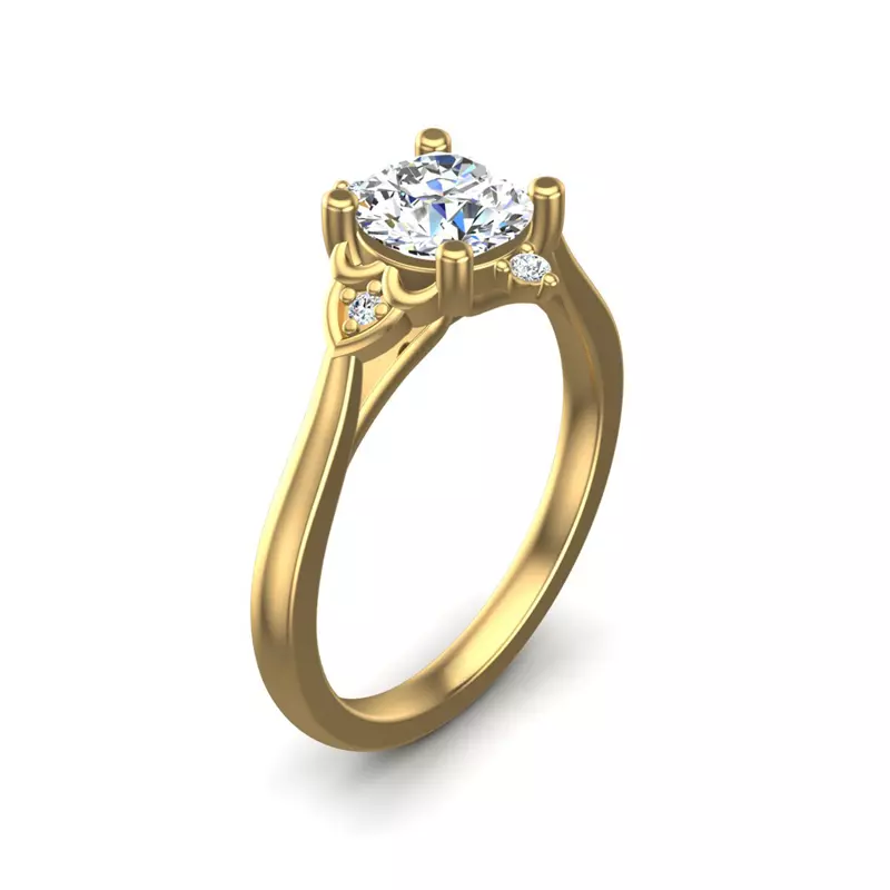 14K Yellow Gold Aspen Art Deco Engagement Ring
