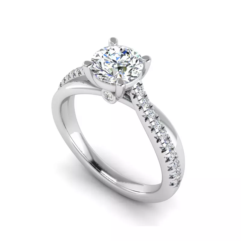 18K White Gold Trinity Engagement Ring