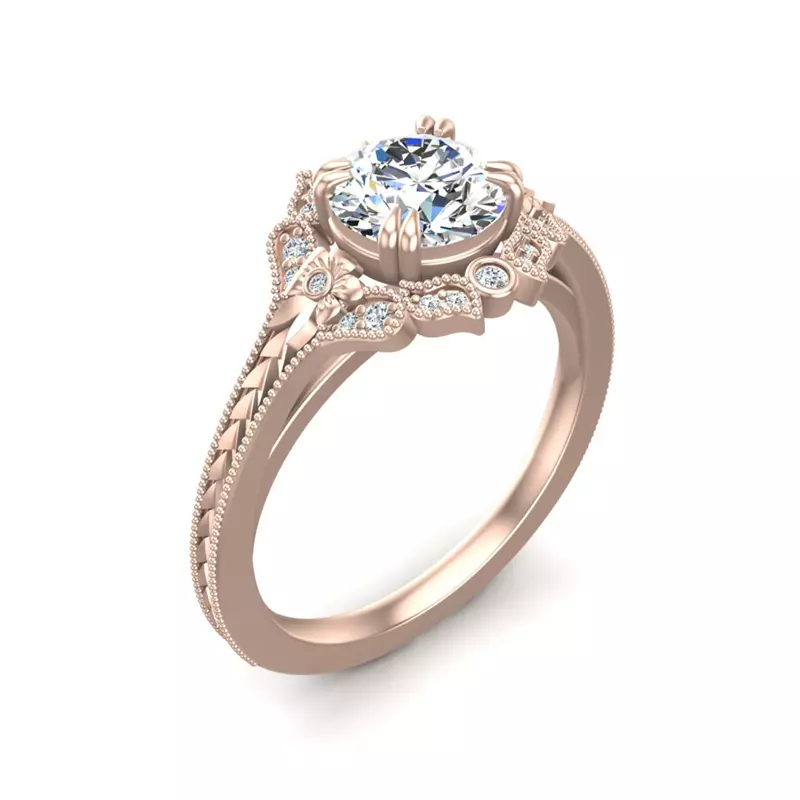 14K Rose Gold Lilly Engagement Ring