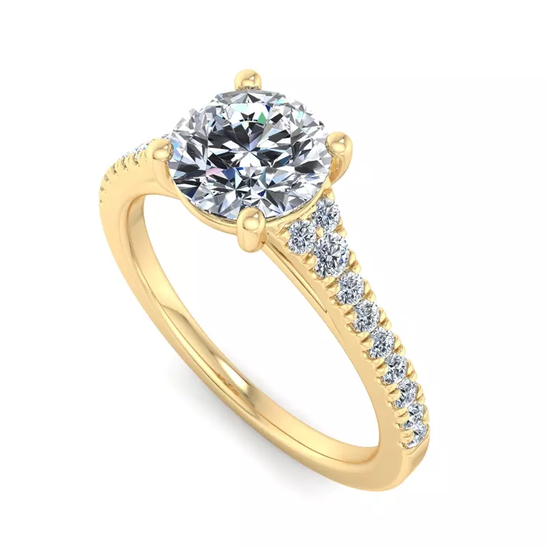 14K Yellow Gold Camila Split Pave Cathedral Engagement Ring