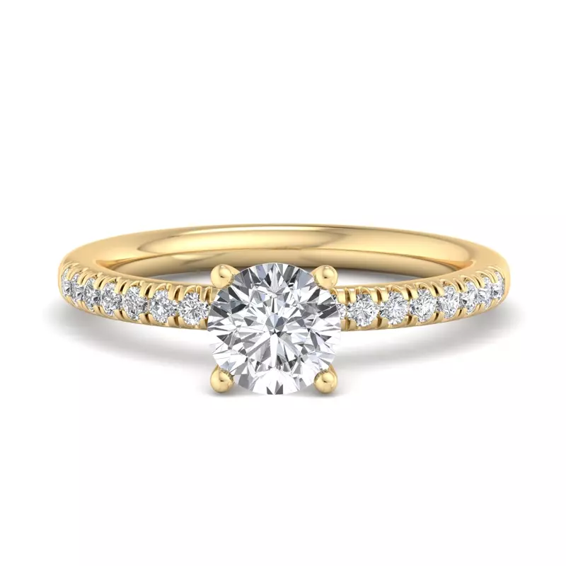 14K Yellow Gold Charlotte Hidden Halo With Pave Band