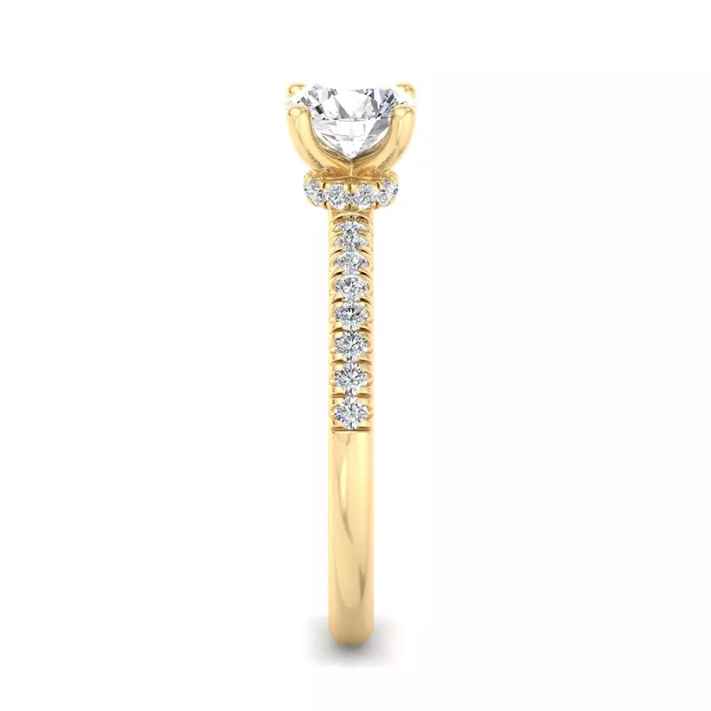 14K Yellow Gold Charlotte Hidden Halo With Pave Band