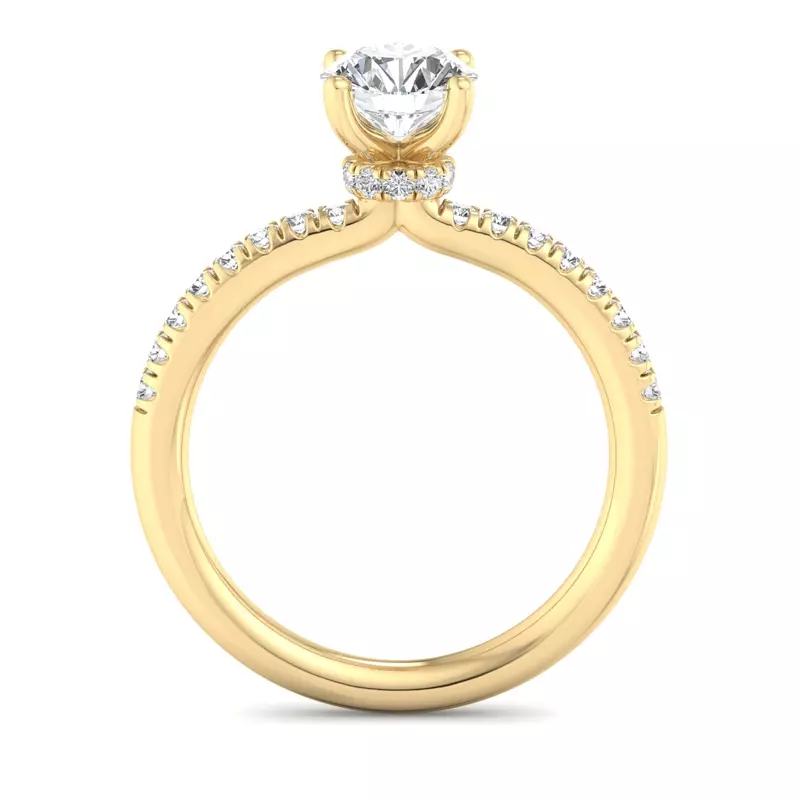 14K Yellow Gold Charlotte Hidden Halo With Pave Band