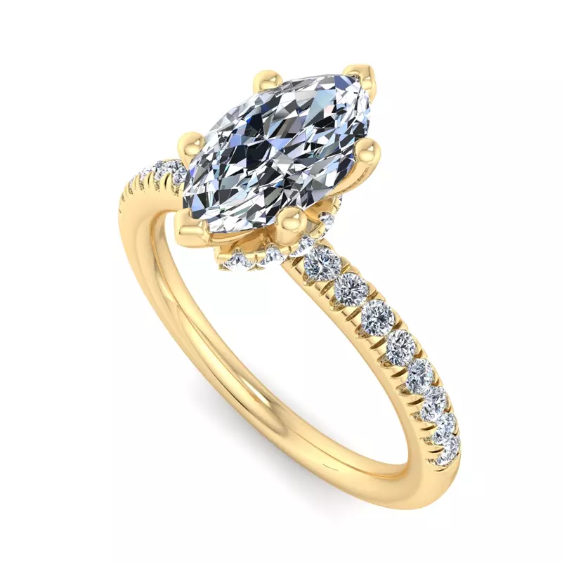 14K Yellow Gold Charlotte Hidden Halo Engagement Ring
