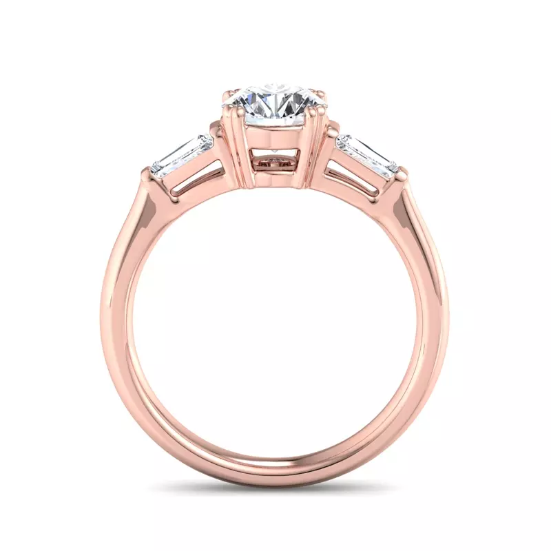 14K Rose Gold Brooklyn 3 Stone Engagement Ring