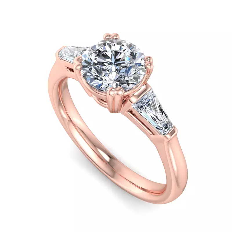 14K Rose Gold Brooklyn 3 Stone Engagement Ring