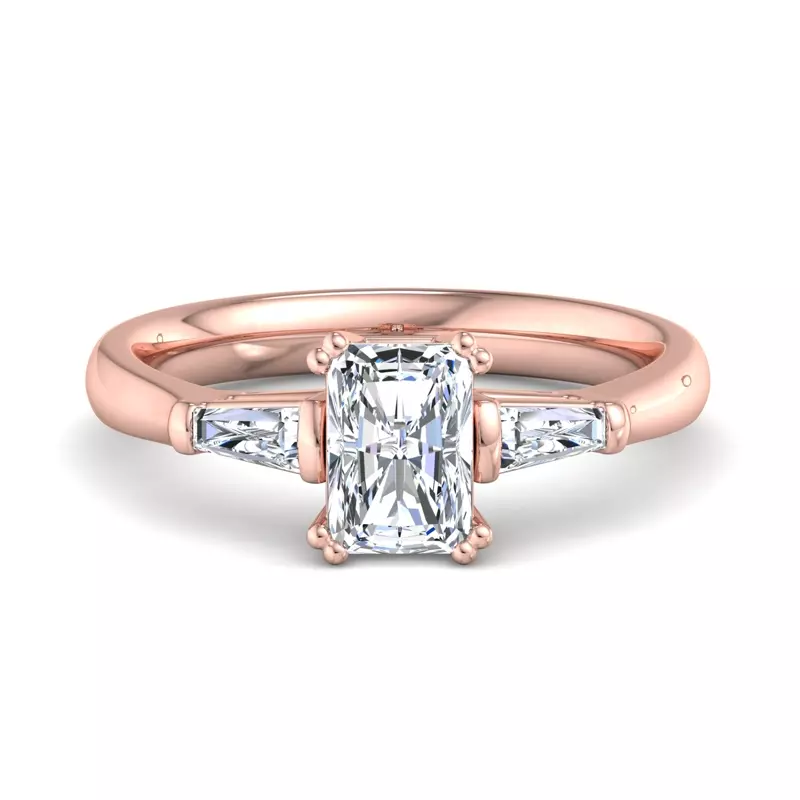 14K Rose Gold Brooklyn 3 Stone Engagement Ring
