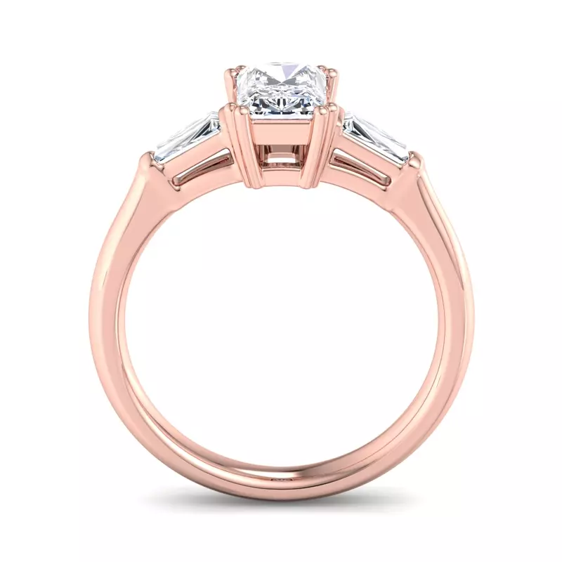 14K Rose Gold Brooklyn 3 Stone Engagement Ring