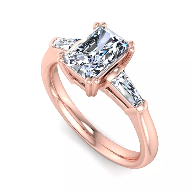 14K Rose Gold Brooklyn 3 Stone Engagement Ring