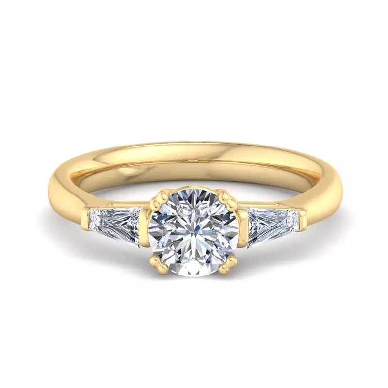 14K Yellow Gold Brooklyn 3 Stone Engagement Ring