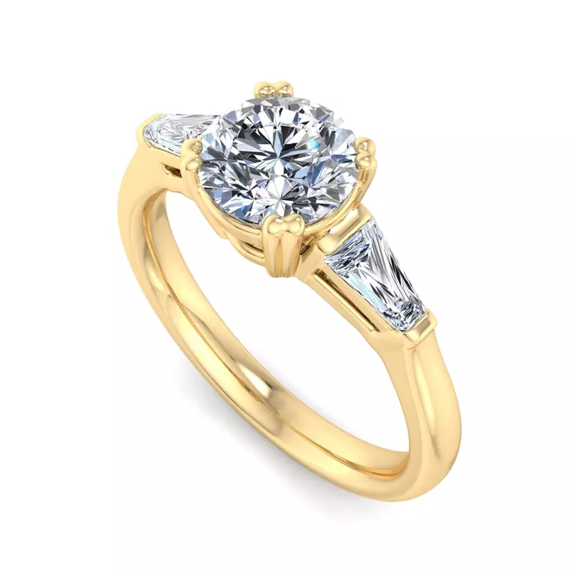 14K Yellow Gold Brooklyn 3 Stone Engagement Ring