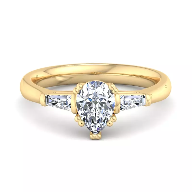 14K Yellow Gold Brooklyn 3 Stone Engagement Ring