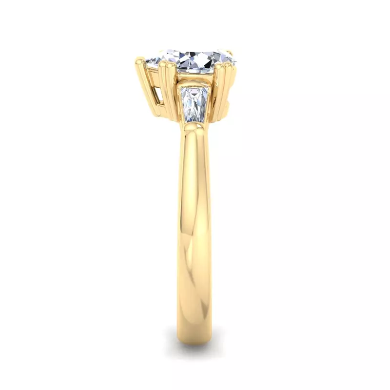 14K Yellow Gold Brooklyn 3 Stone Engagement Ring