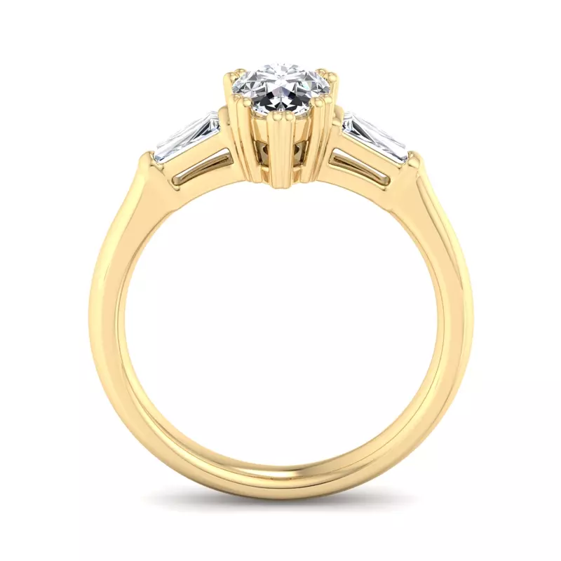 14K Yellow Gold Brooklyn 3 Stone Engagement Ring