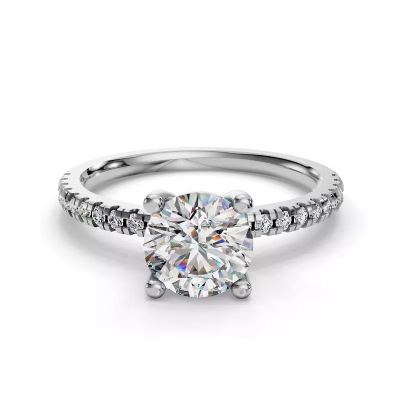 18K White Gold Kennedy Pave Engagement Ring
