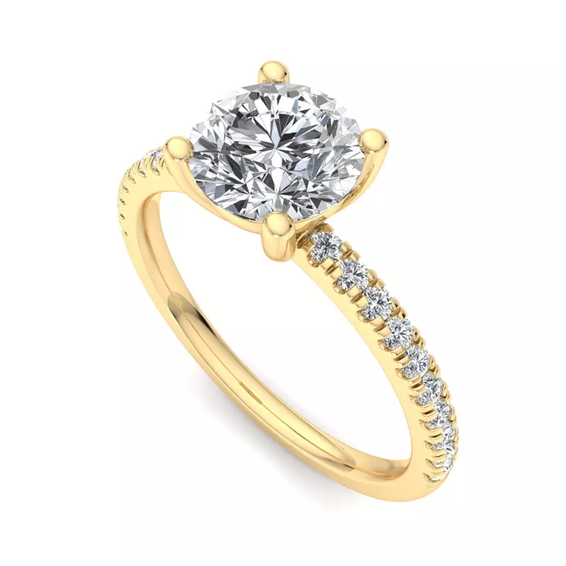 18K Yellow Gold Kennedy Pave Engagement Ring