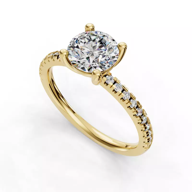 18K Yellow Gold Kennedy Pave Engagement Ring