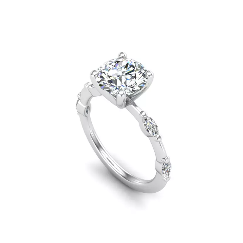 18K White Gold Navy Engagement Ring