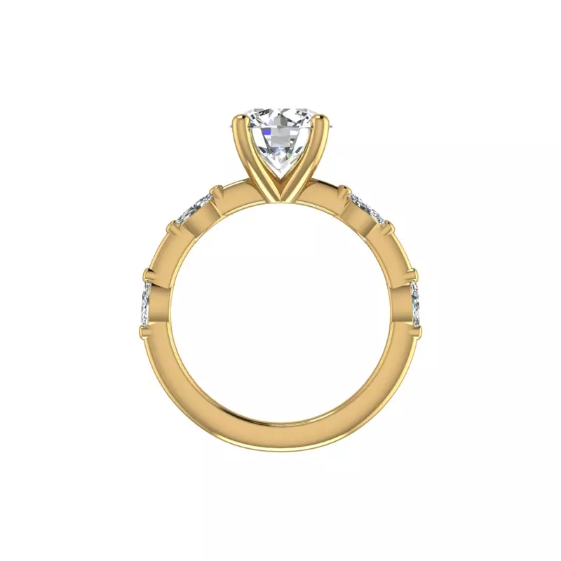 18K Yellow Gold Navy Engagement Ring