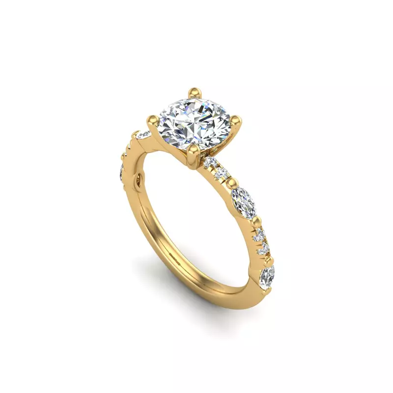 14K Yellow Gold Esmeralda Engagement Ring