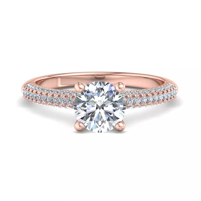 14K Rose Gold Kira Triple Pave Engagement Ring With Hidden Halo