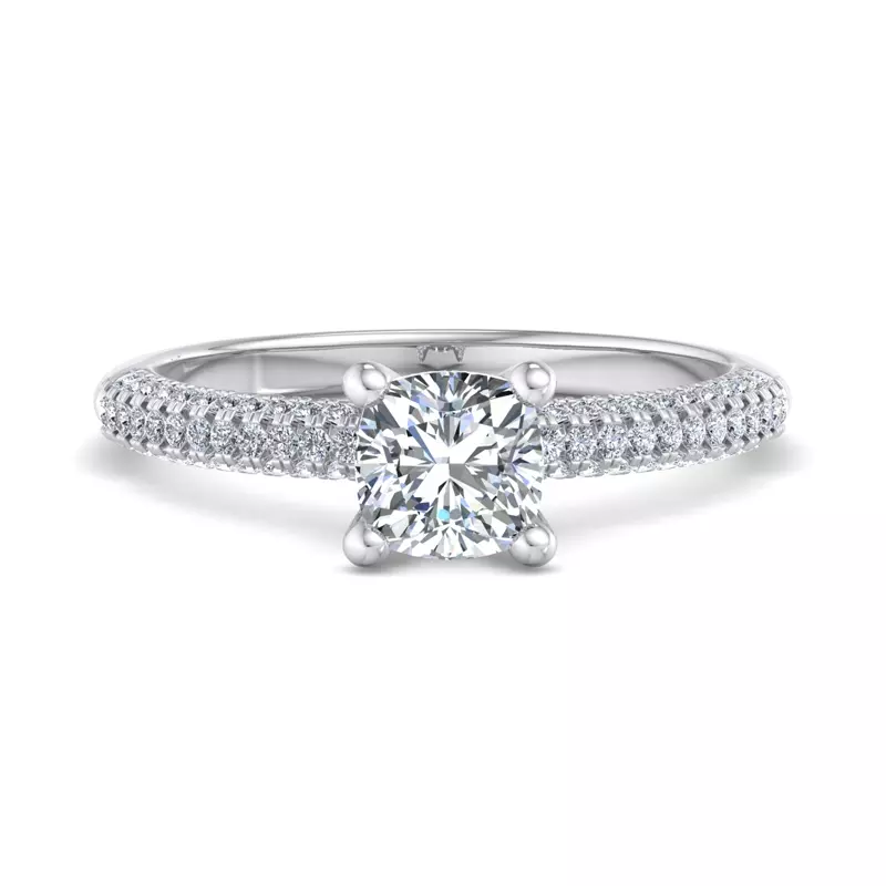 14K White Gold Kira Triple Pave Engagement Ring With Hidden Halo