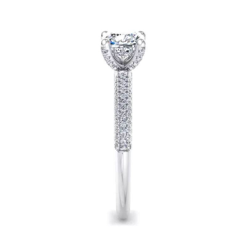 14K White Gold Kira Triple Pave Engagement Ring With Hidden Halo