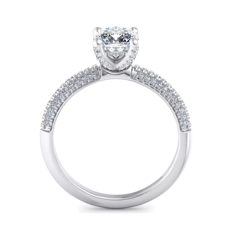 14K White Gold Kira Triple Pave Engagement Ring With Hidden Halo
