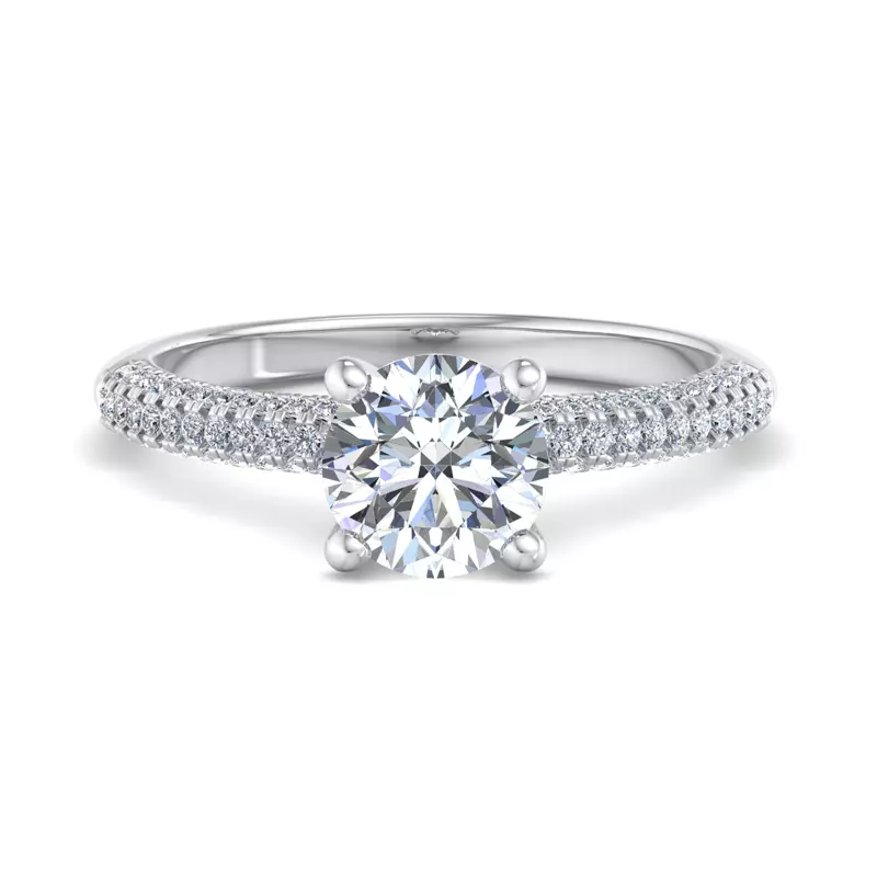 14K White Gold Kira Triple Pave Engagement Ring With Hidden Halo