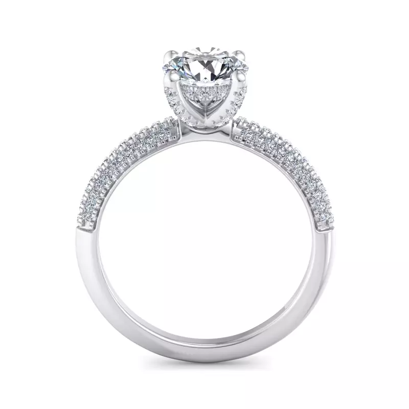 14K White Gold Kira Triple Pave Engagement Ring With Hidden Halo