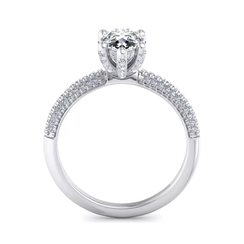 14K White Gold Kira Triple Pave Engagement Ring With Hidden Halo