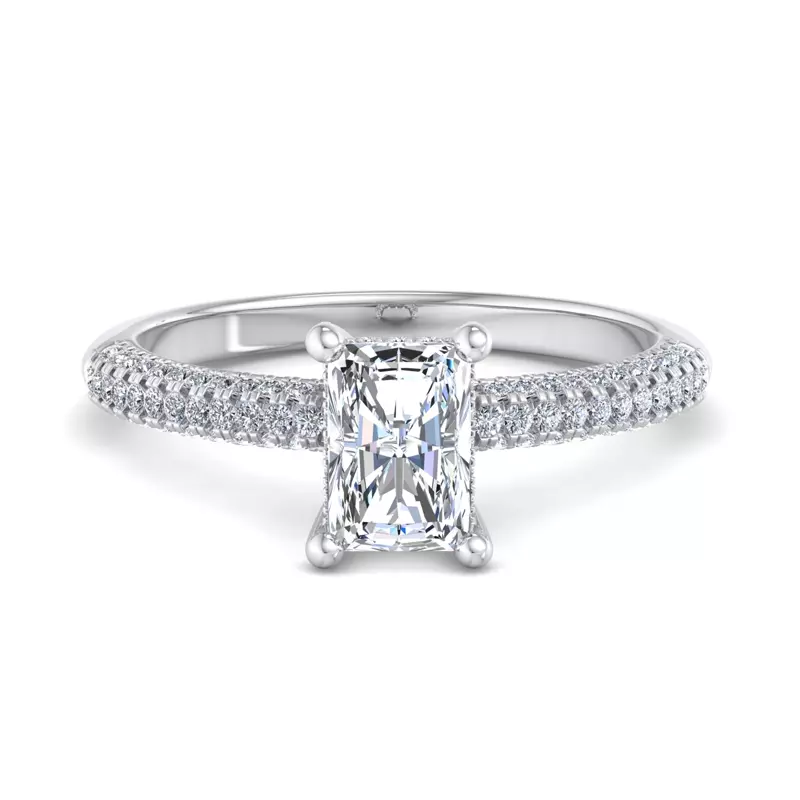 14K White Gold Kira Triple Pave Engagement Ring With Hidden Halo