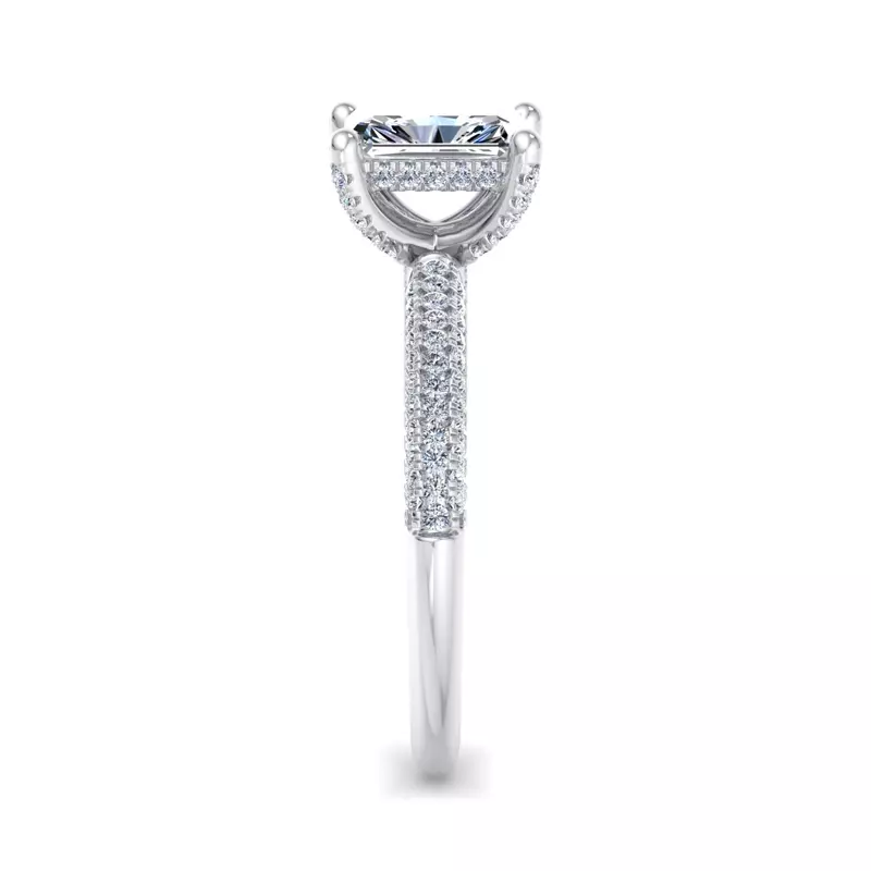 14K White Gold Kira Triple Pave Engagement Ring With Hidden Halo