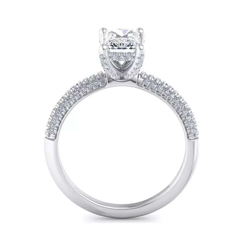 14K White Gold Kira Triple Pave Engagement Ring With Hidden Halo