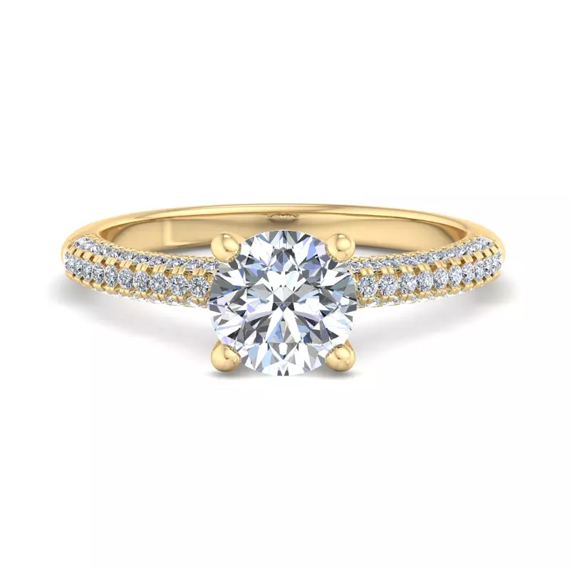 14K Yellow Gold Kira Triple Pave Engagement Ring With Hidden Halo