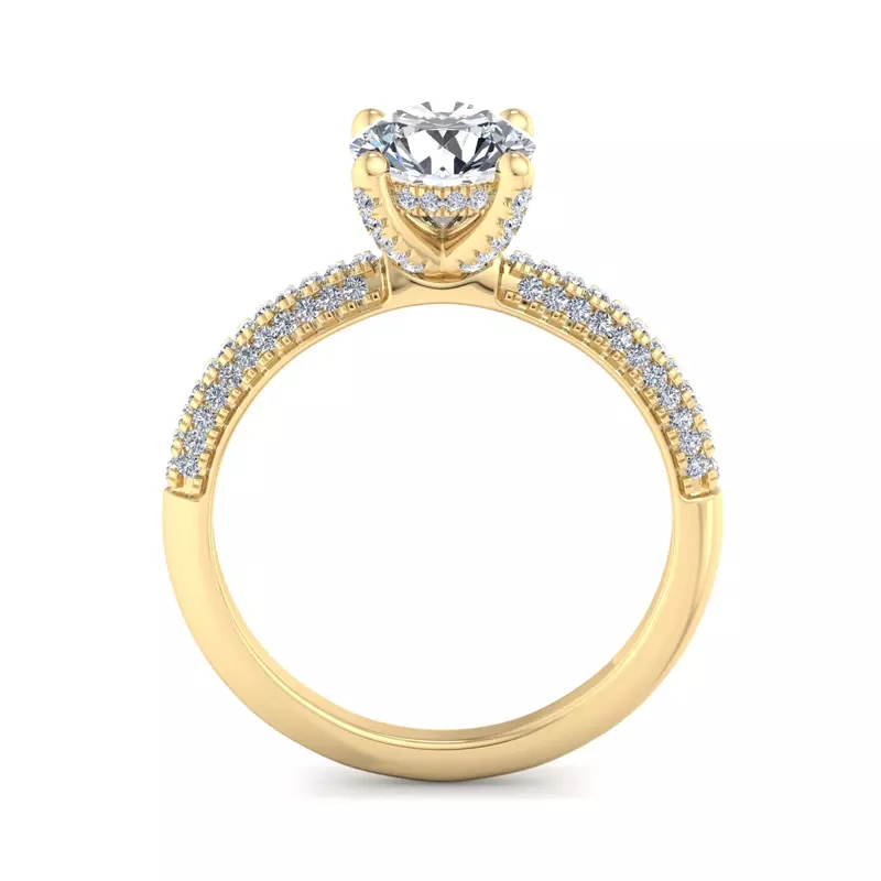 14K Yellow Gold Kira Triple Pave Engagement Ring With Hidden Halo